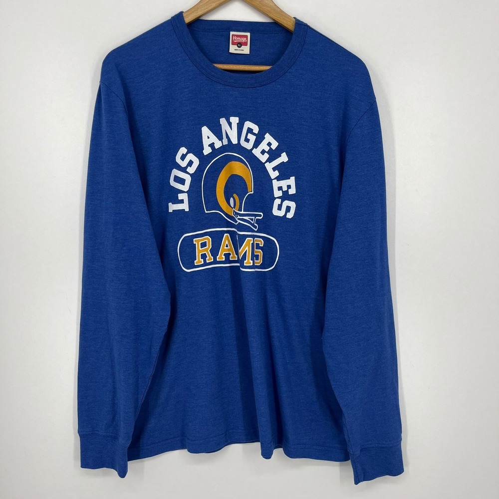 Homage Mens Los Angeles Rams Long Sleeve Graphic T-Shirt Blue XL NFL Football
